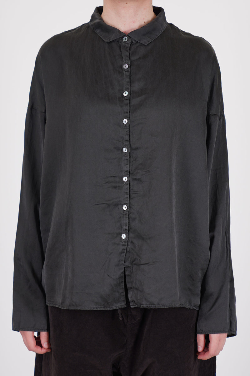short collar shirt sc silk cotton chocolate