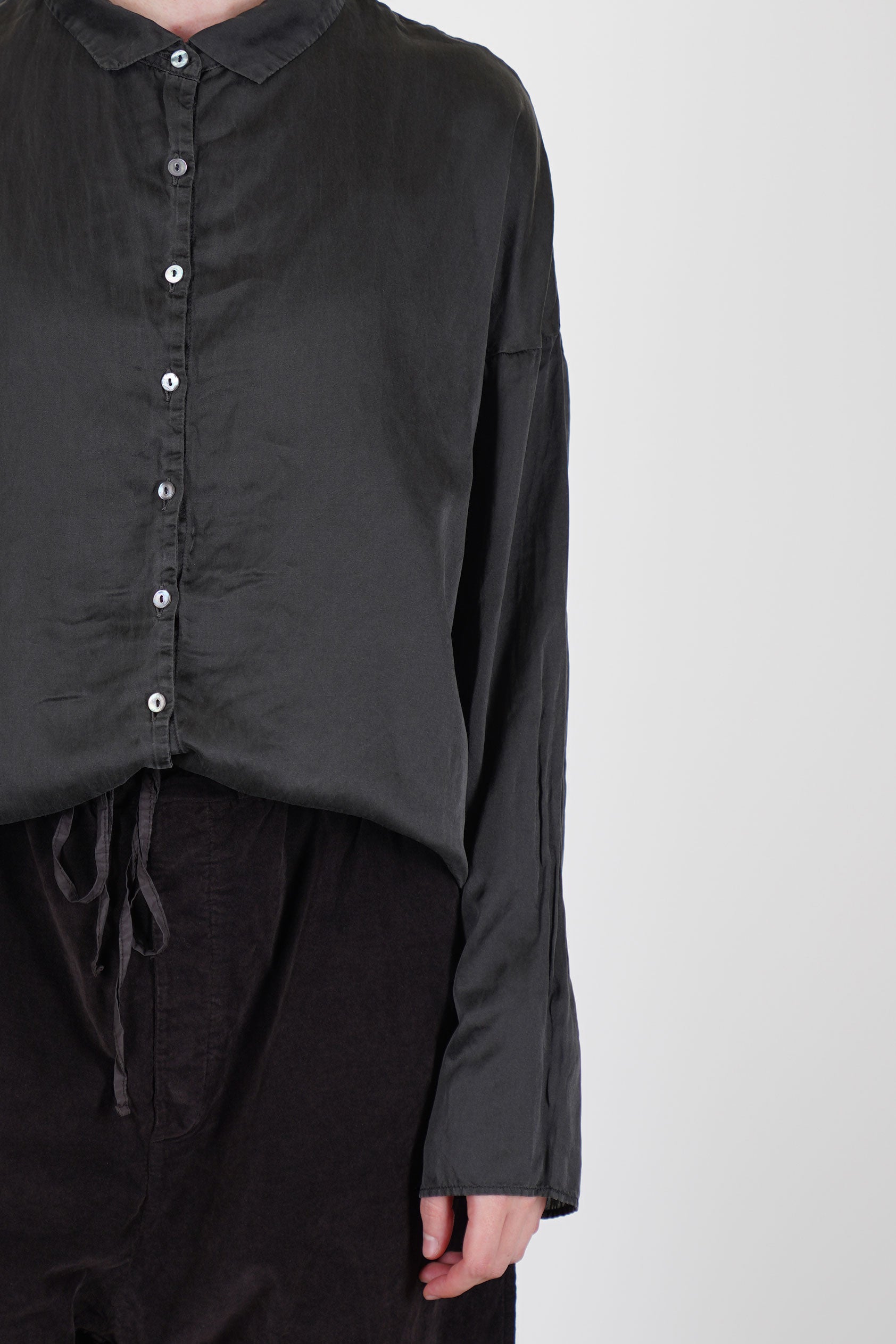 short collar shirt sc silk cotton chocolate