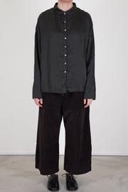 short collar shirt sc silk cotton chocolate