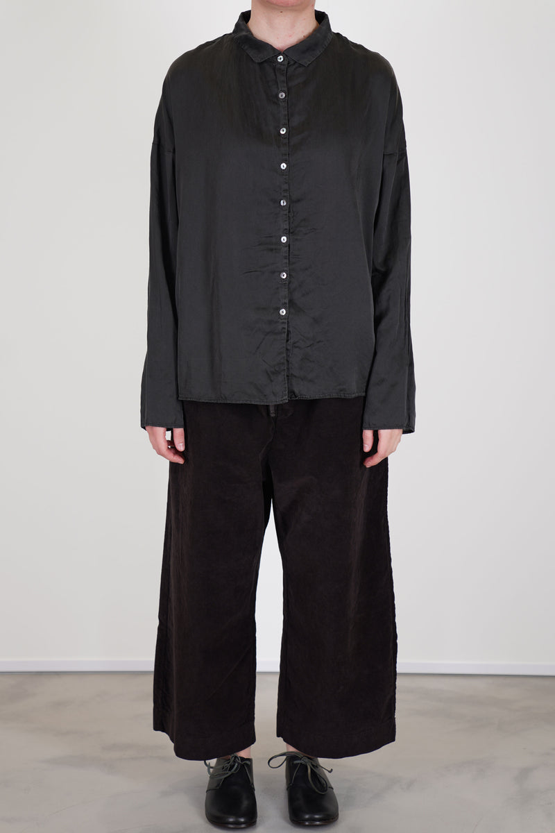wide & short trousers velvet chocolate