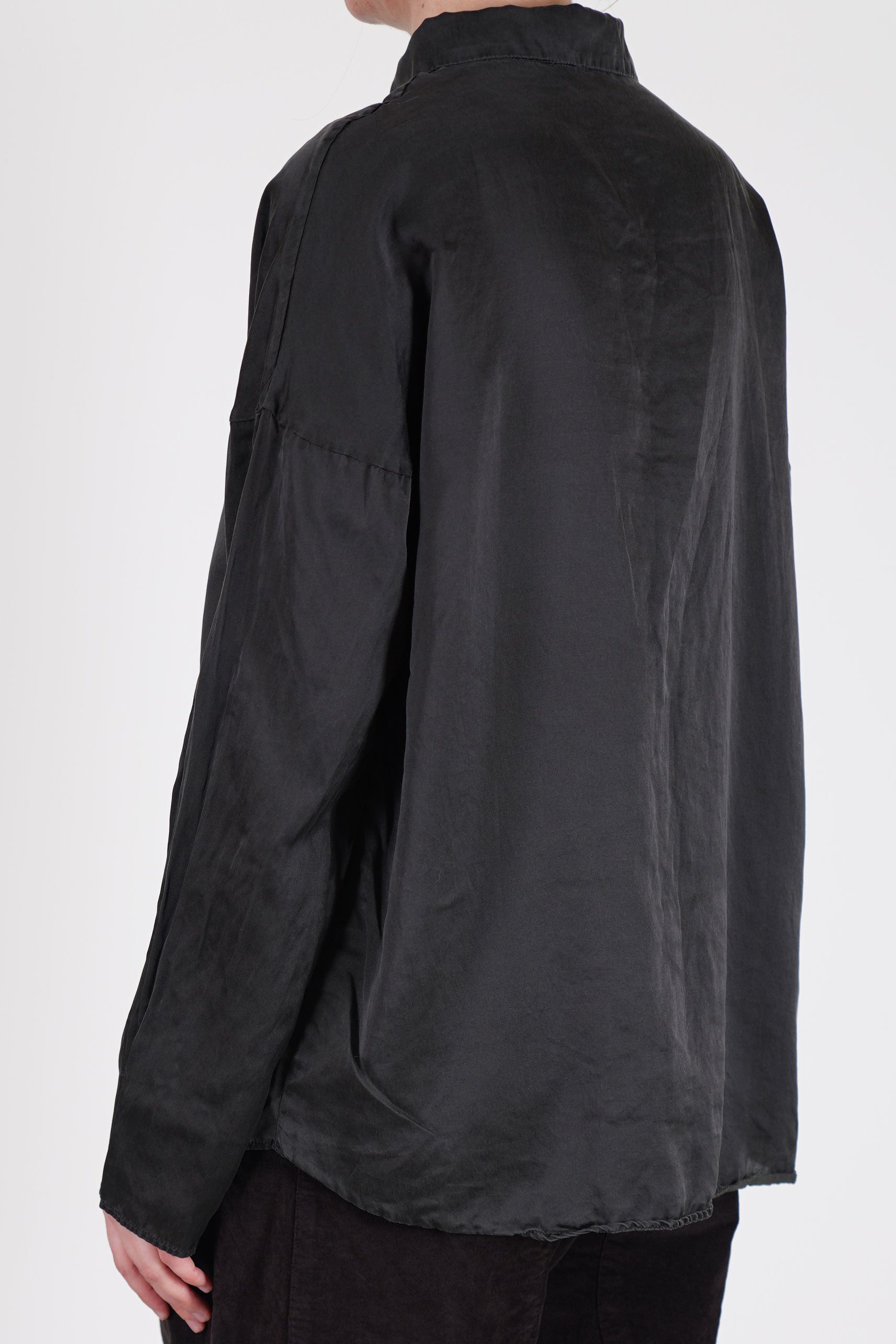 short collar shirt sc silk cotton chocolate