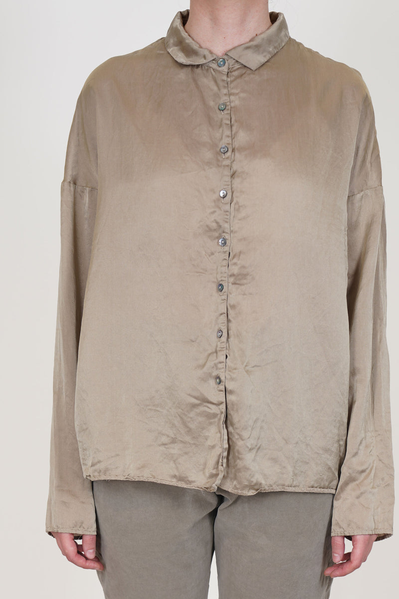 short collar shirt sc silk cotton marron glace