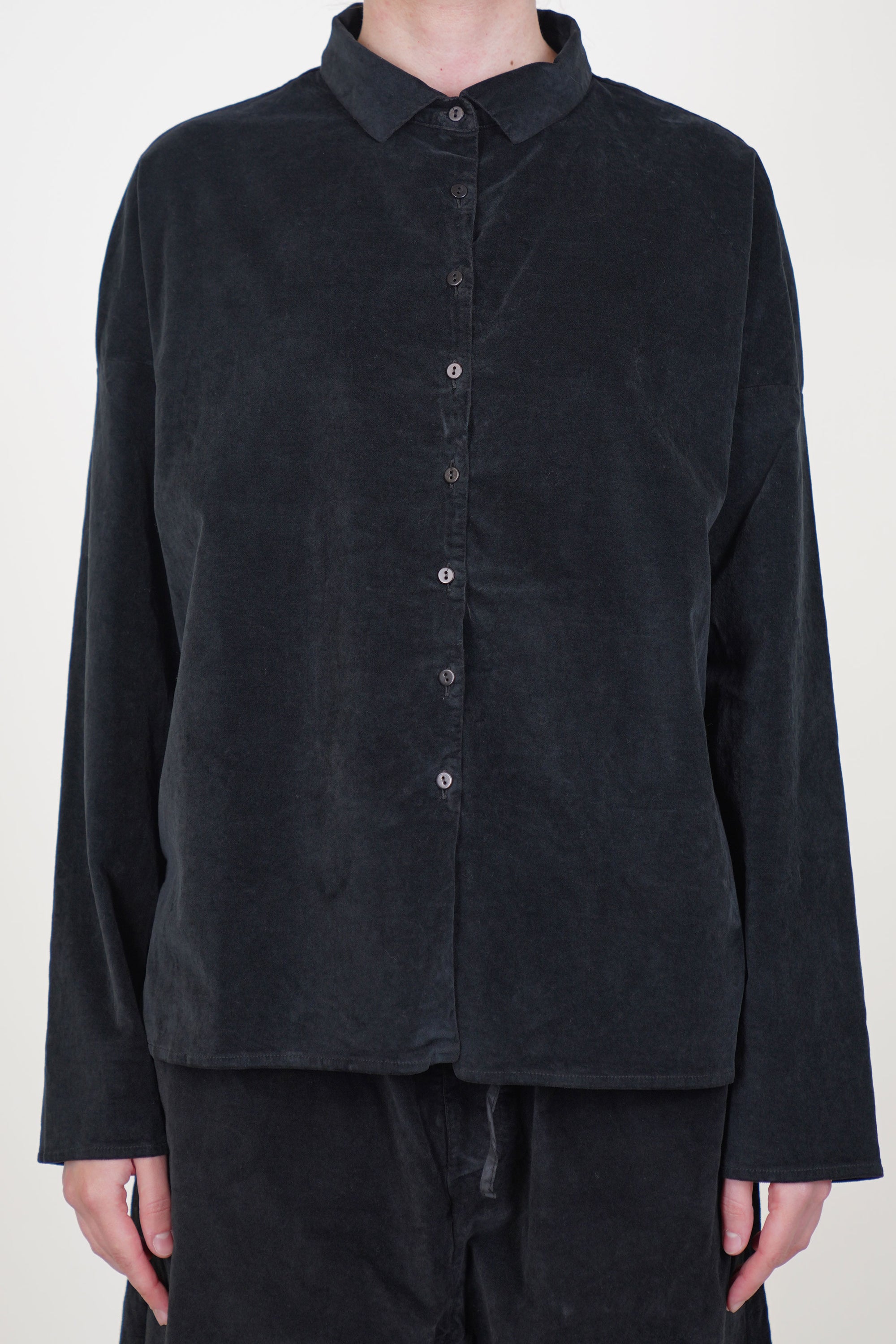 short collar shirt velvet black