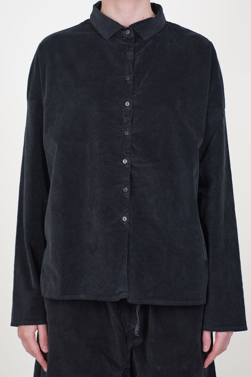 short collar shirt velvet black