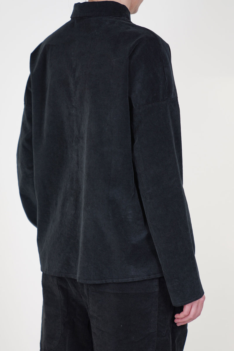 short collar shirt velvet black