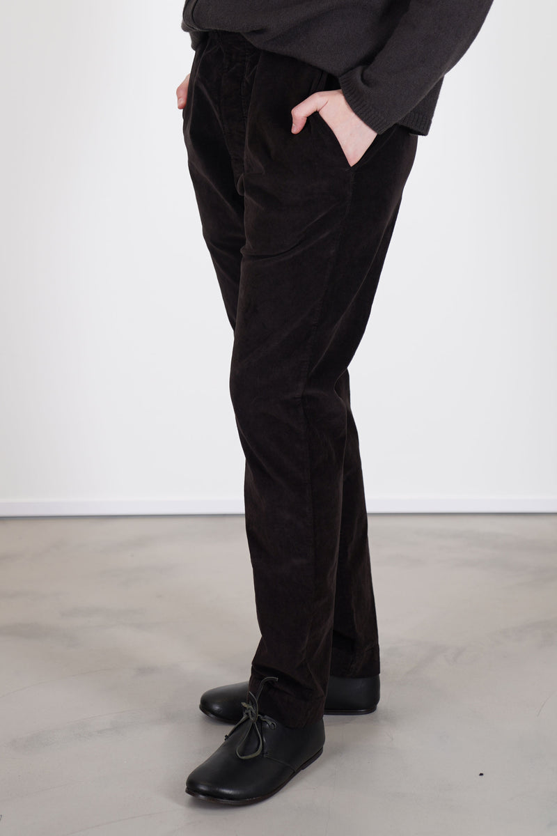 slim trousers velvet chocloate
