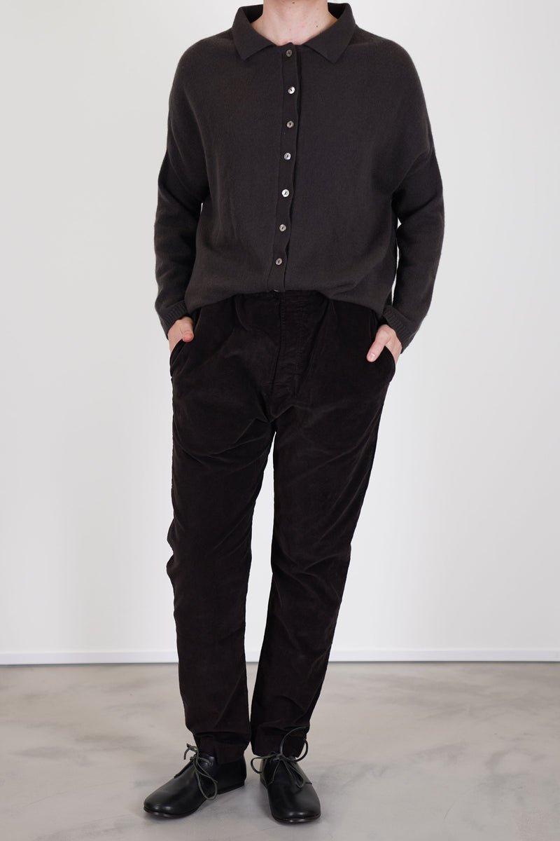 slim trousers velvet chocloate