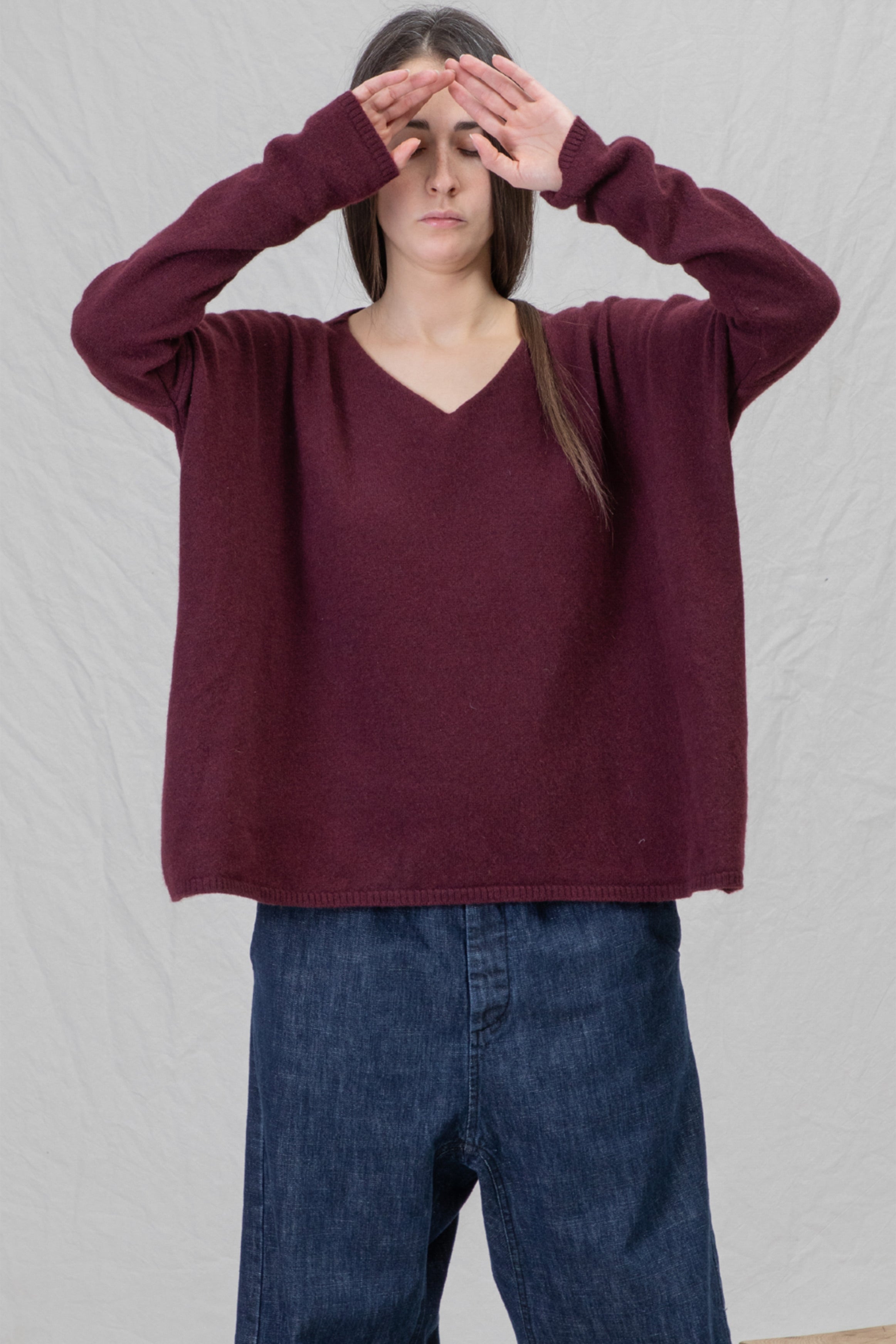 v neck sweater ws cashmere wine