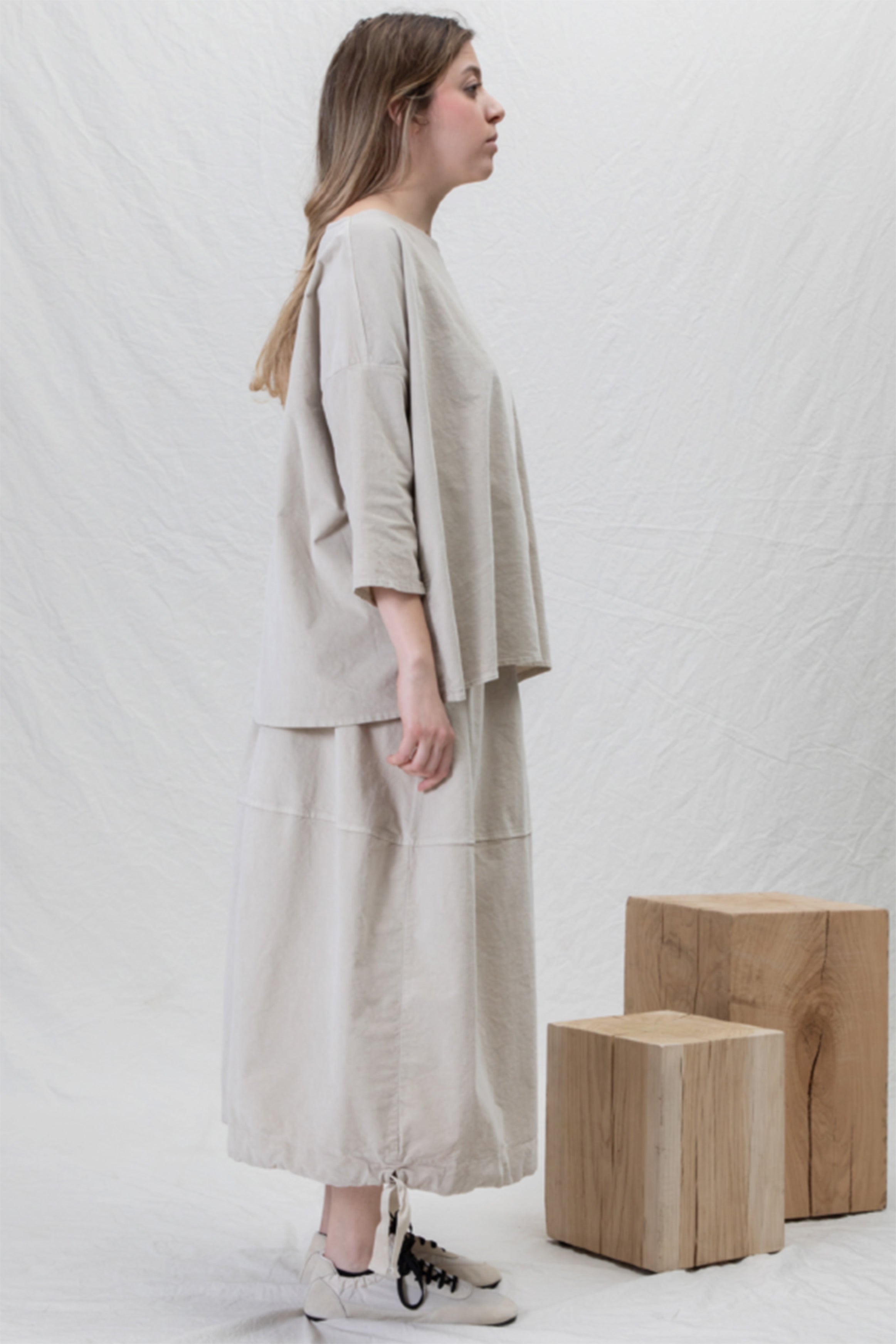 velvet balloon skirt oatmeal