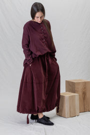 velvet balloon skirt wine
