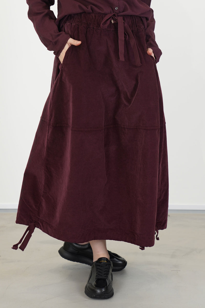 velvet balloon skirt wine