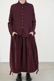 velvet balloon skirt wine