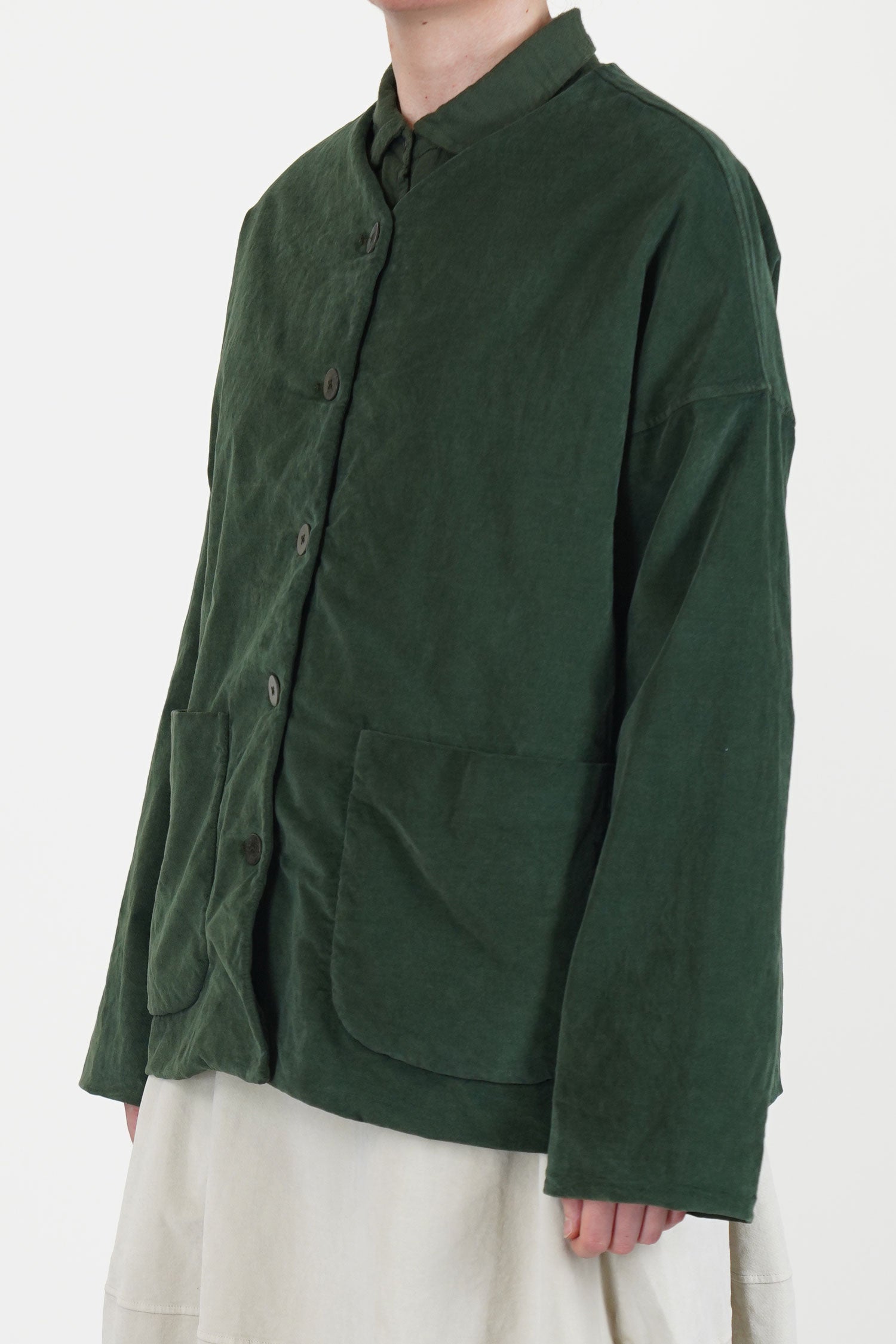 velvet loose jacket forest