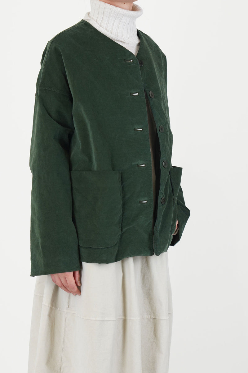 velvet loose jacket forest