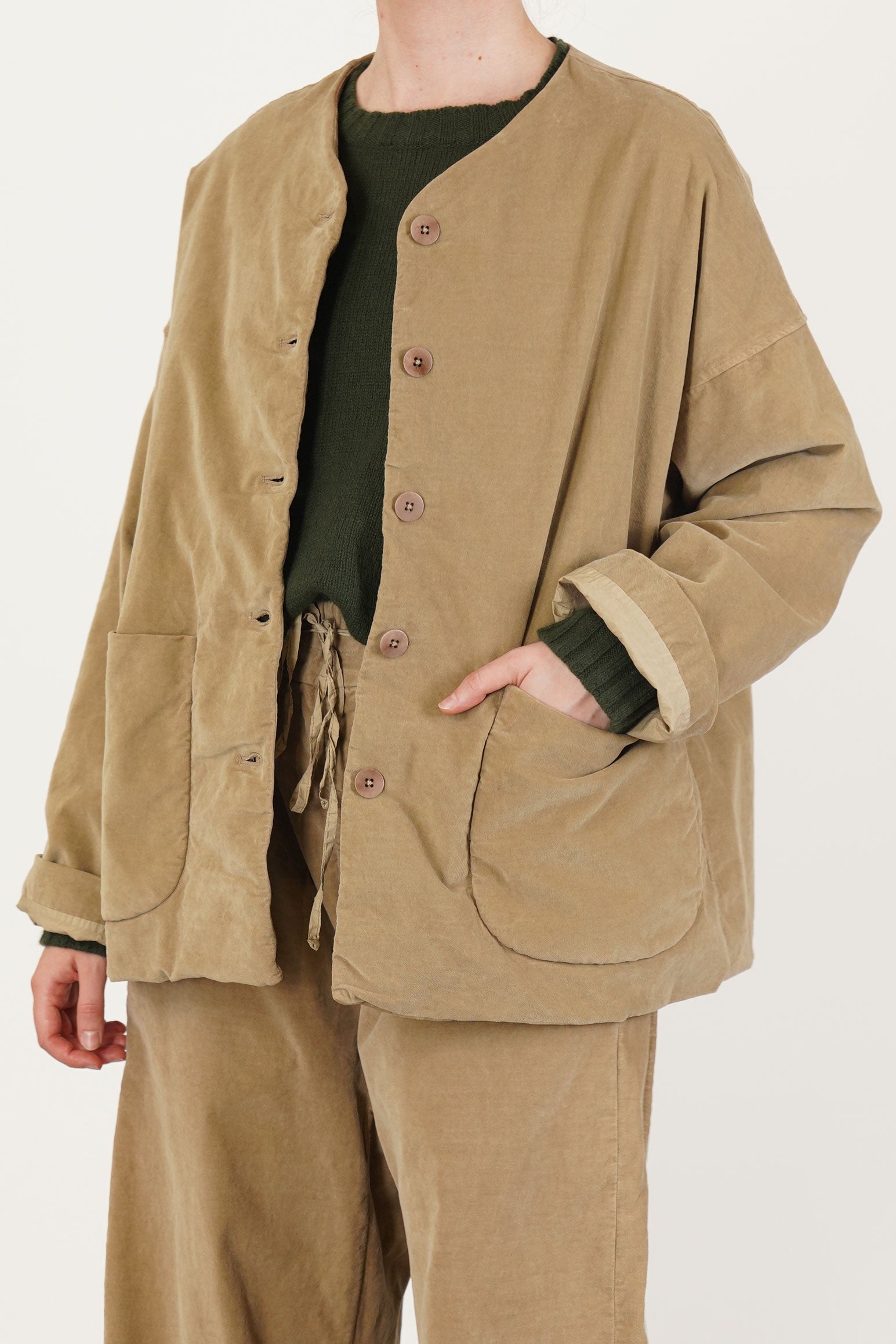velvet loose jacket honey