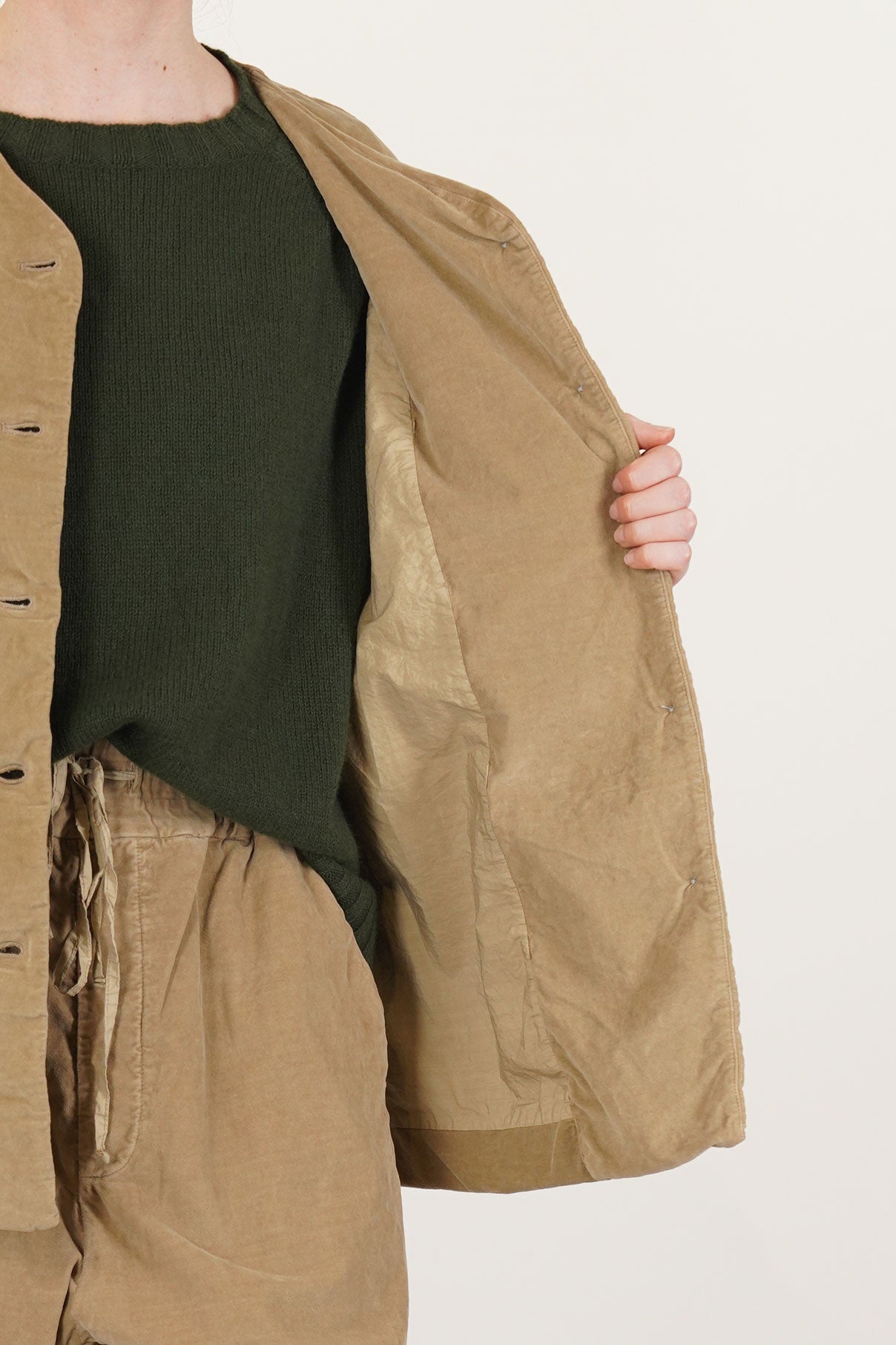 velvet loose jacket honey