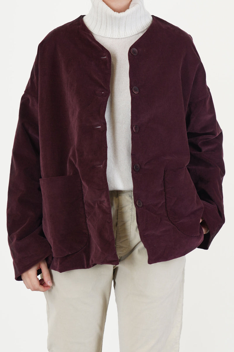 velvet loose jacket wine