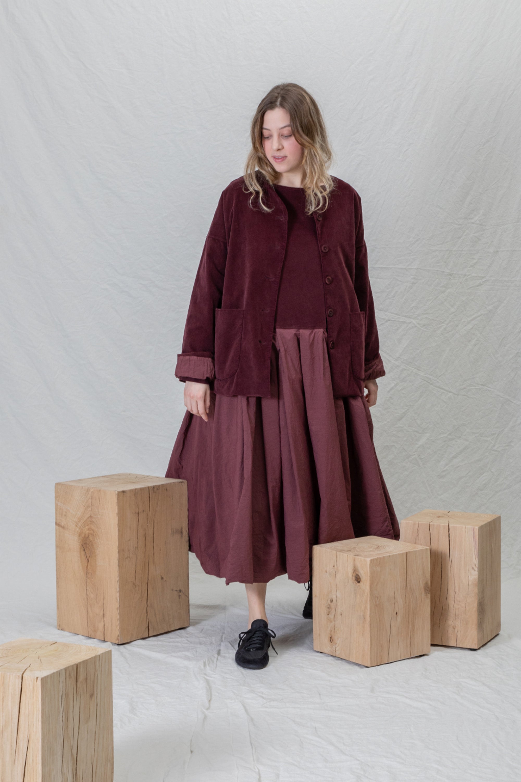 velvet loose jacket wine