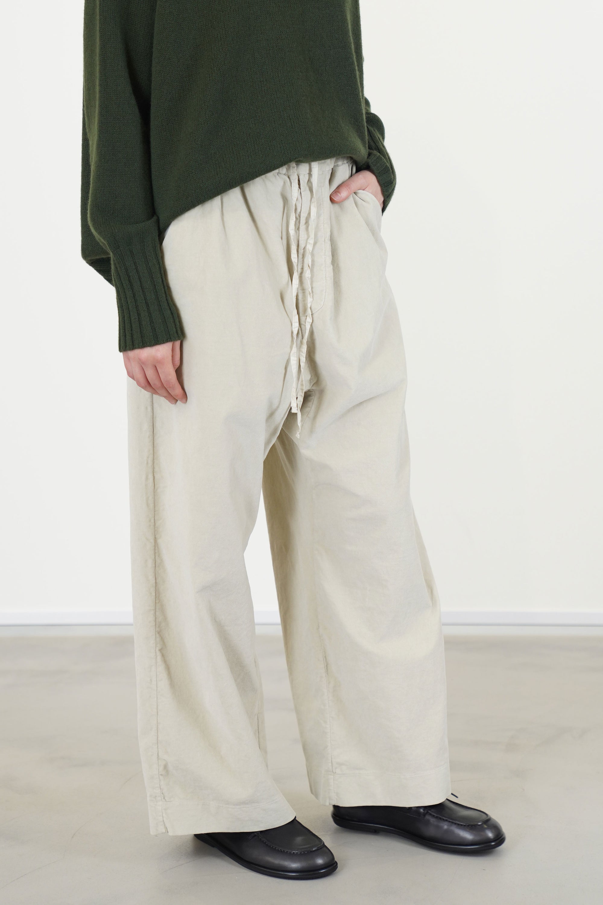 wide & long trousers v oatmeal