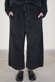 wide & short trousers velvet black