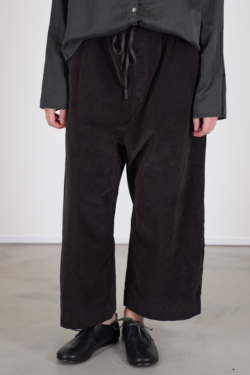 wide & short trousers velvet chocolate