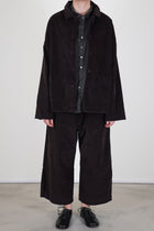 wide & short trousers velvet chocolate