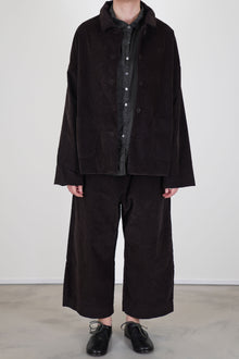 wide & short trousers velvet chocolate