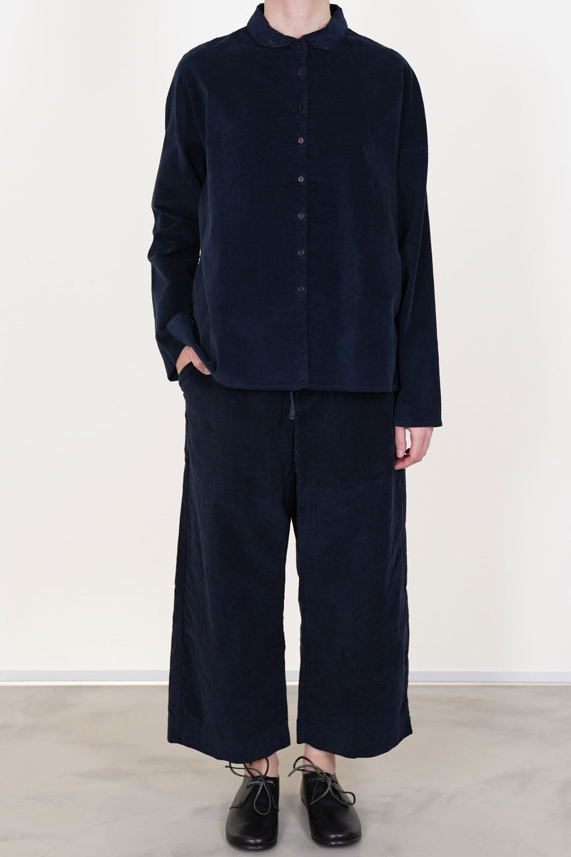 wide & short trousers velvet ink