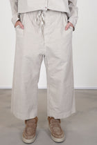 wide & short trousers velvet oatmeal