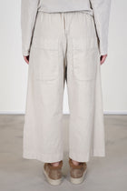 wide & short trousers velvet oatmeal