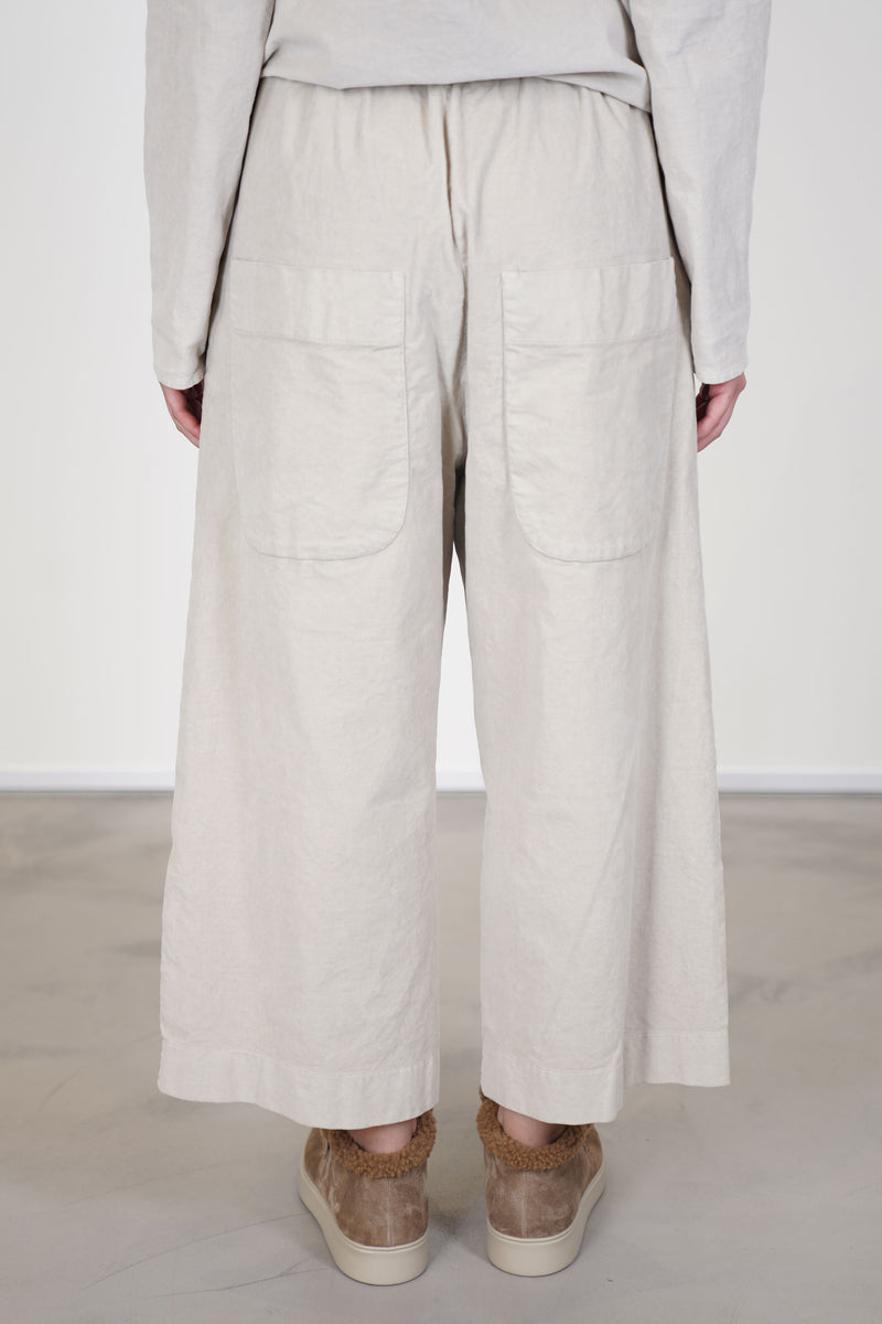 wide & short trousers velvet oatmeal