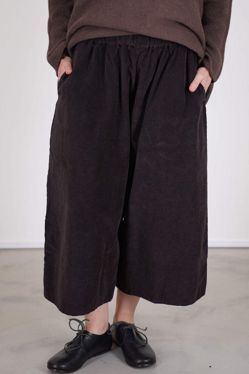 wide trousers velvet chocolate