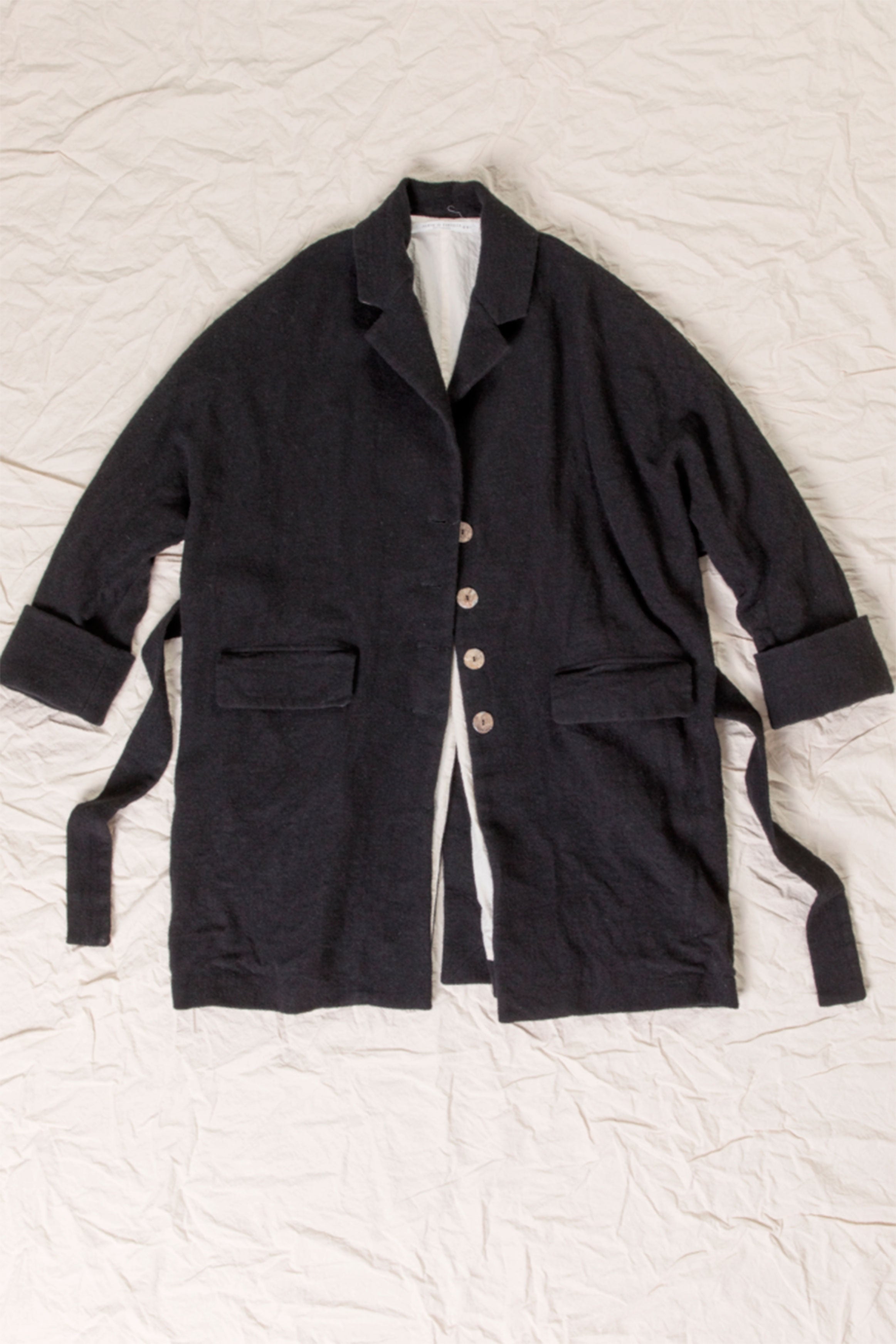 album di famiglia woolen wrap coat wo|ws black | carrousel the store