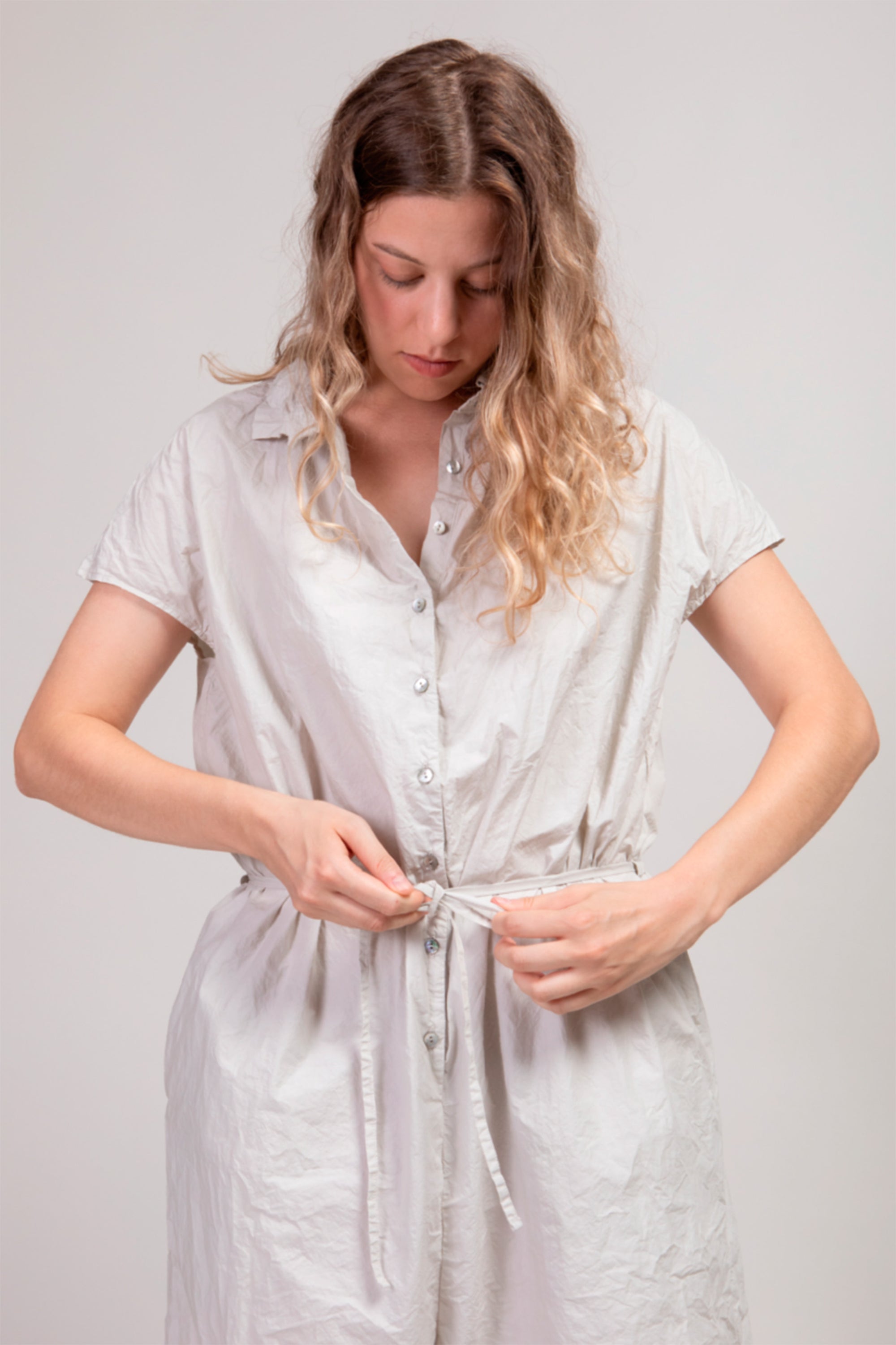 sleeveless collar jumpsuit tc pebble