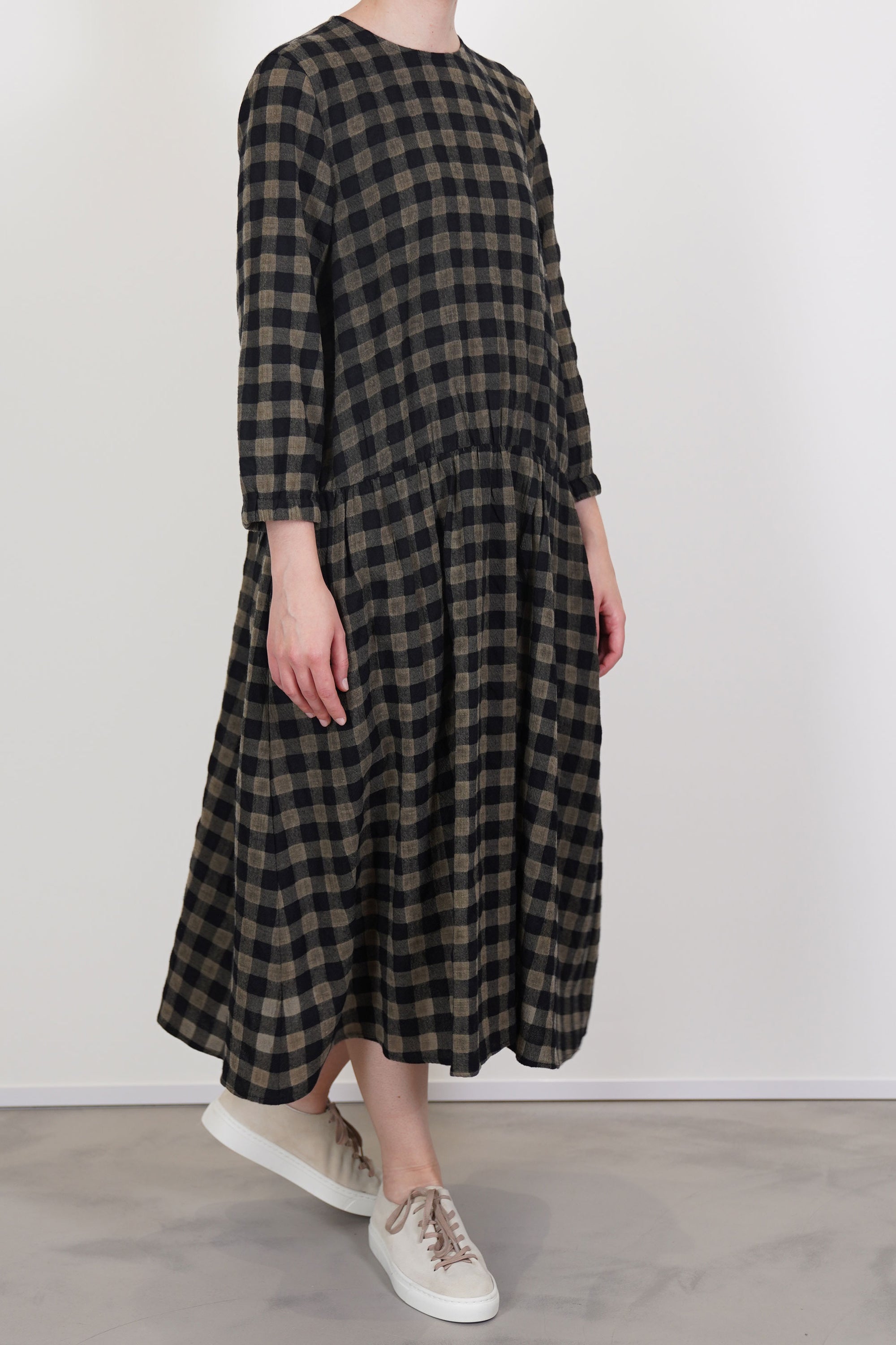 apuntob dress woolen black check p1778/ts924