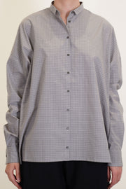 apuntob (a.b) wide shirt gray check crafted in a lightweight cotton checkered material