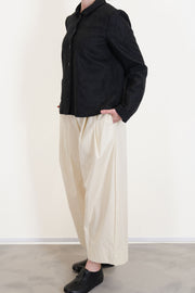 apuntob (a.b) trousers natural worn with wool jacket black