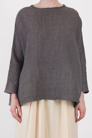 apuntob (a.b) linen wool shirt walnut crafted from a lightweight blend of linen and virgin wool with a structured feel