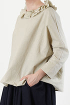 cotton ramie ruffle blouse sand p2089/ts995
