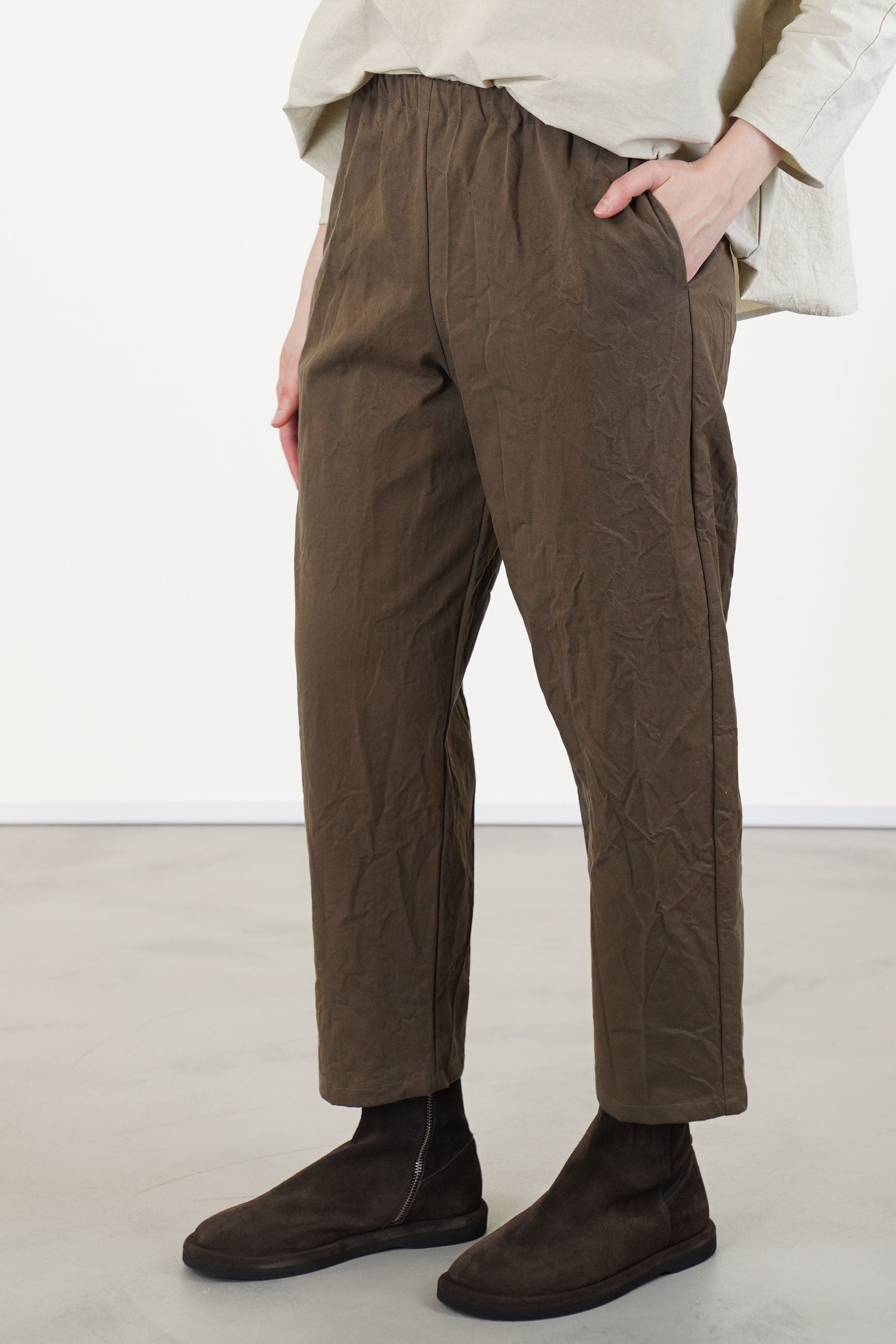 cropped trousers crinkled cotton p645/ts1014
