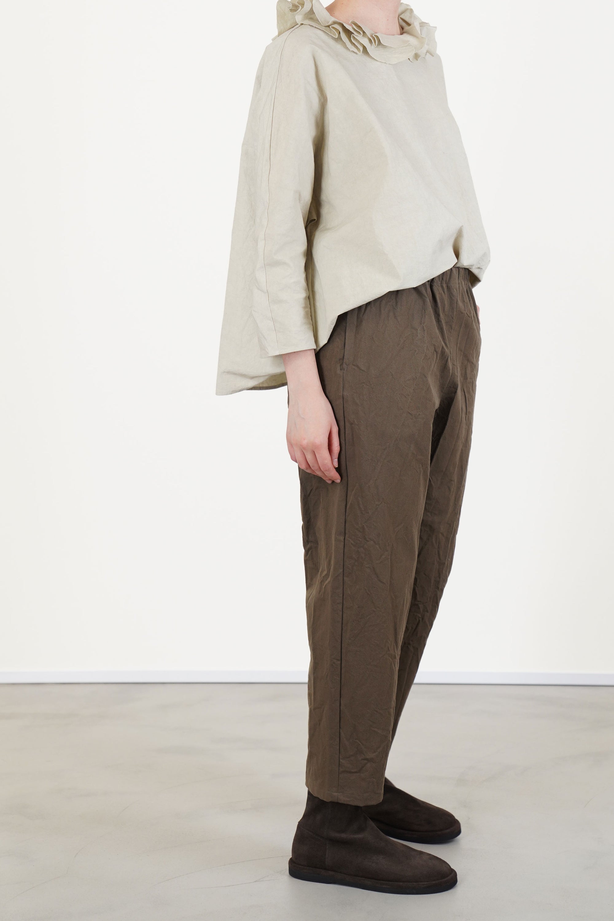 cropped trousers crinkled cotton p645/ts1014