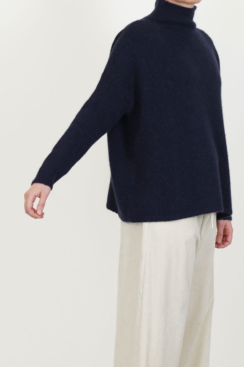 high neck cashmere alpaca knitwear blue p2094/ts998