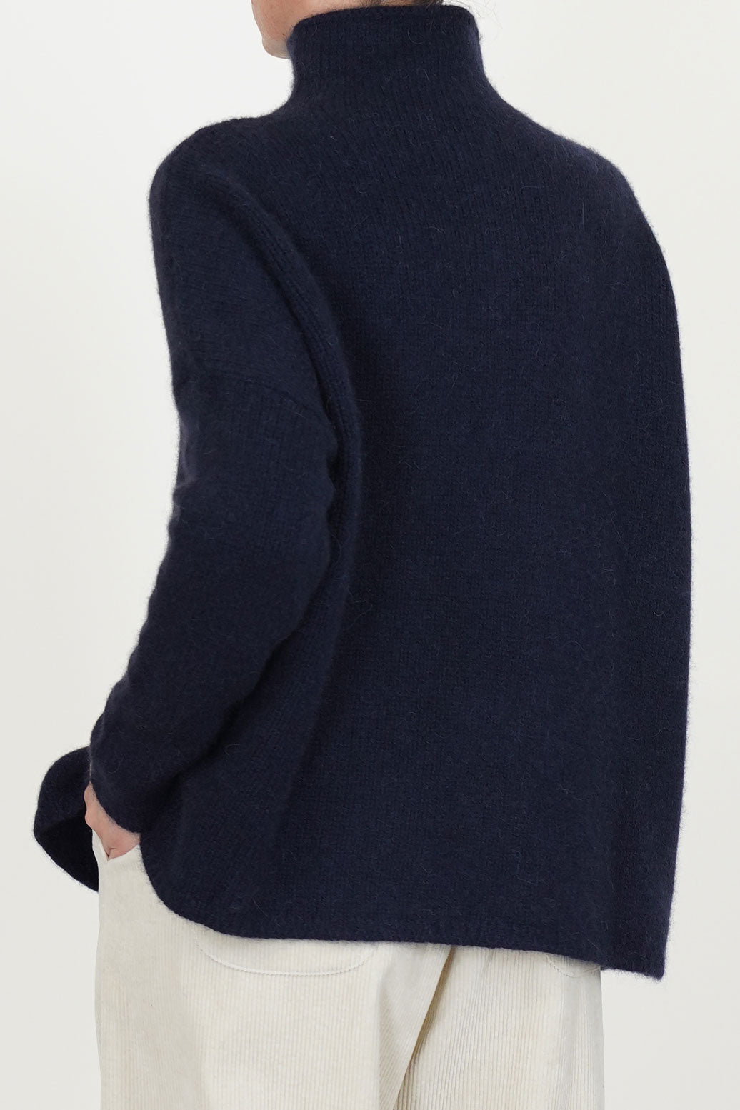high neck cashmere alpaca knitwear blue p2094/ts998