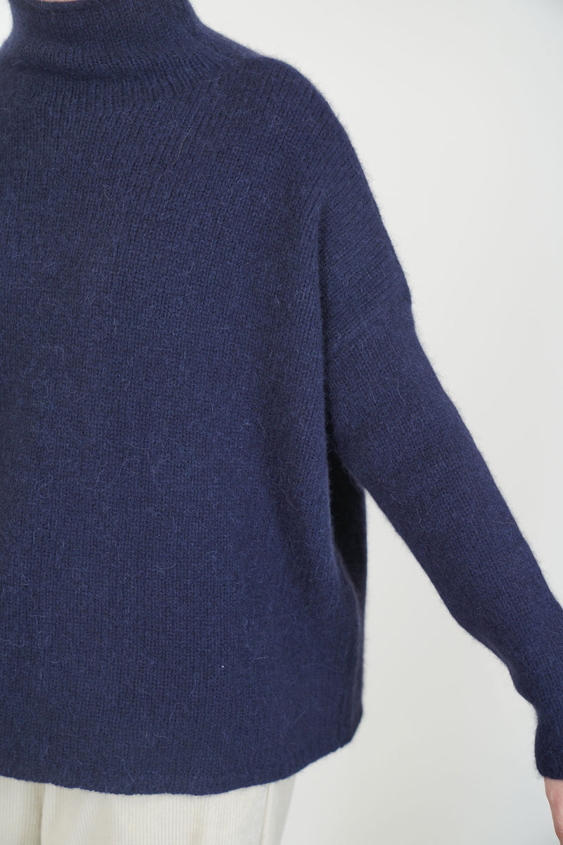 high neck cashmere alpaca knitwear blue p2094/ts998