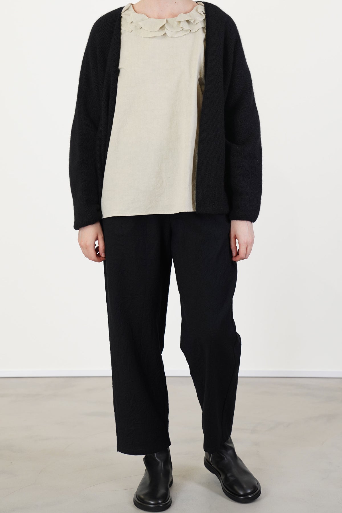 open cardigan cashmere alpaca black p2093/ts998