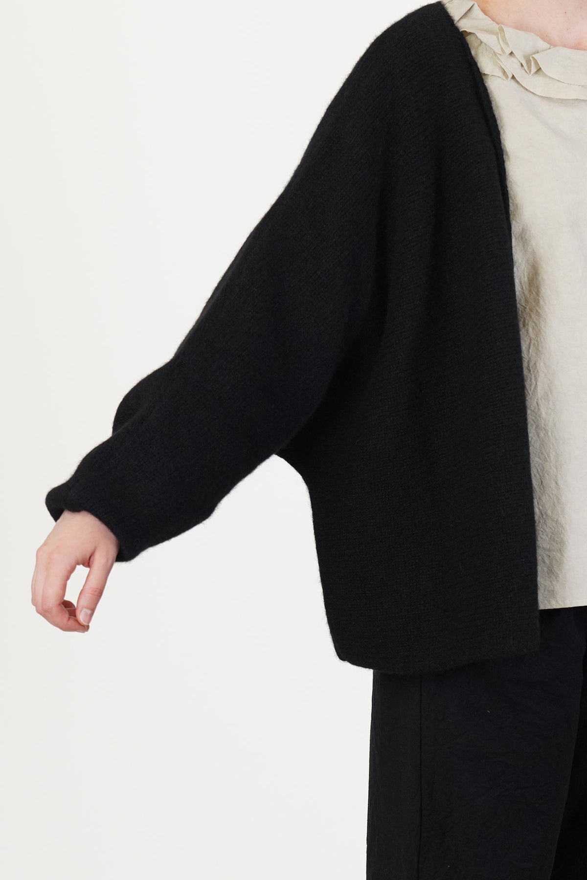 open cardigan cashmere alpaca black p2093/ts998