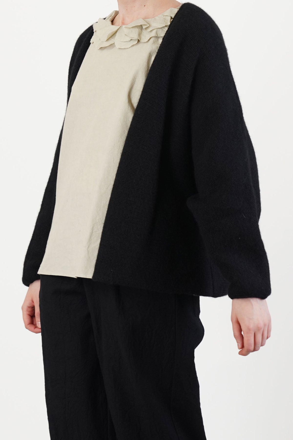 open cardigan cashmere alpaca black p2093/ts998