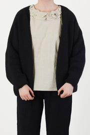 open cardigan cashmere alpaca black p2093/ts998