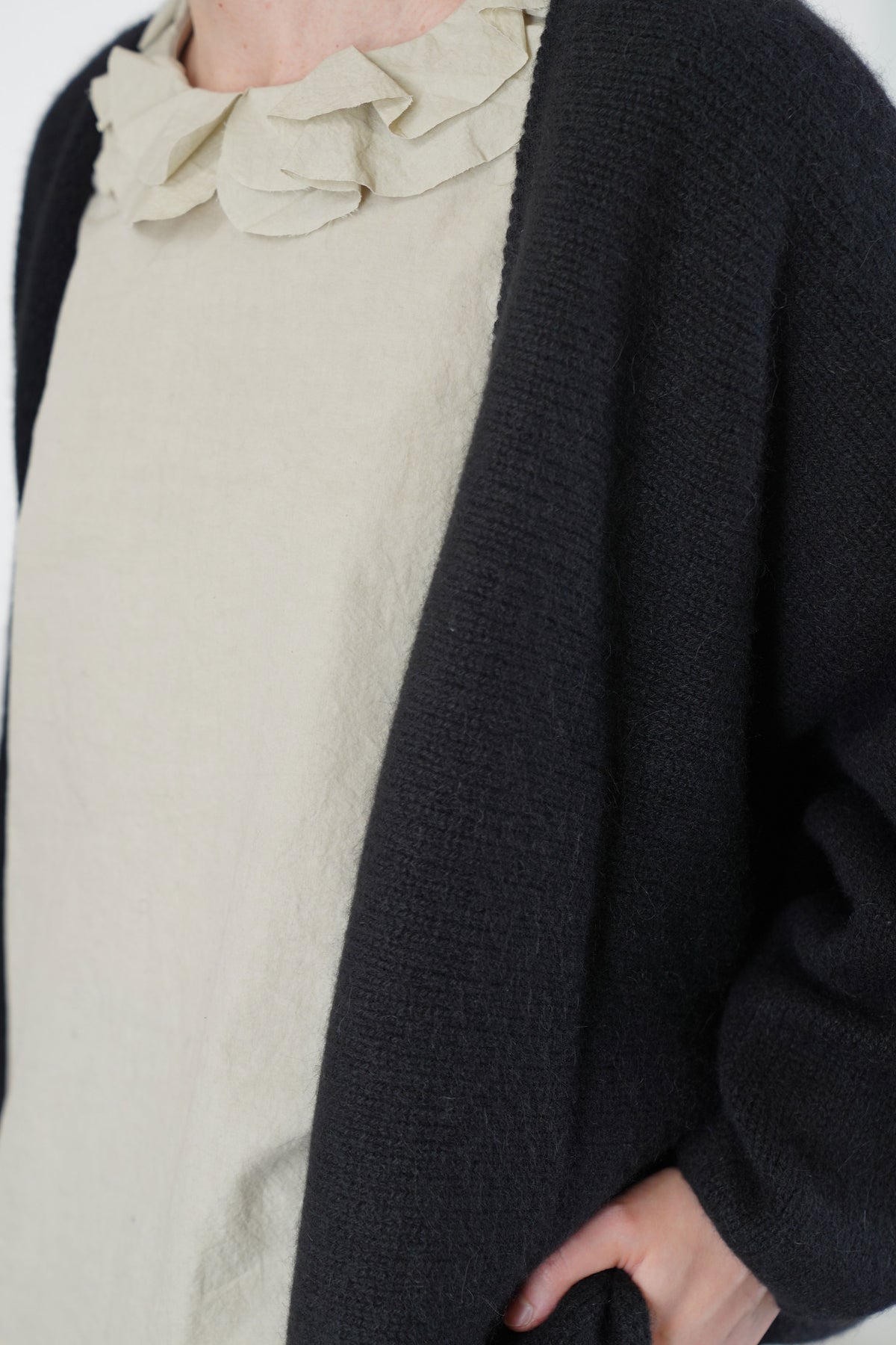 open cardigan cashmere alpaca black p2093/ts998