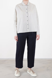 shirt cotton silk stripe natural black p1623/ts929